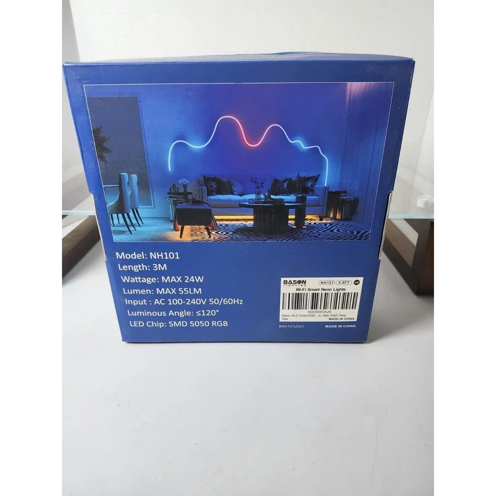 Wi-Fi Smart Neon Rope Light 9.8ft RGBIC Music Sync App Control Flexible Lighting